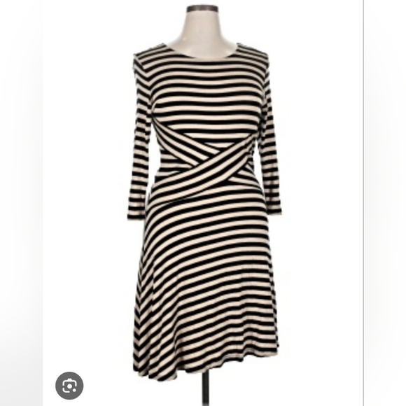 ECI Dresses & Skirts - ECI Black and Tan Striped Long Sleeve Dress